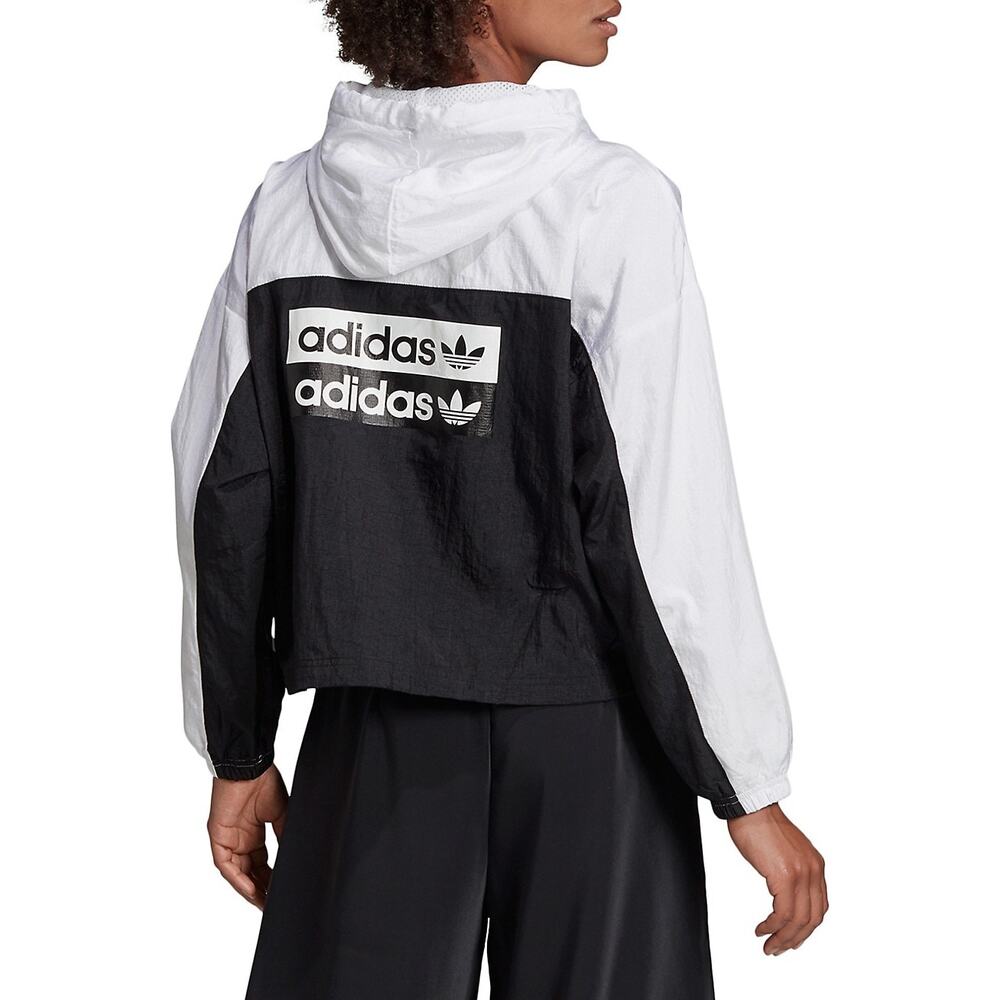 Adidas Originals Reveal Your Voice Loose Windbreaker B&W Hooded Jacket Size M
